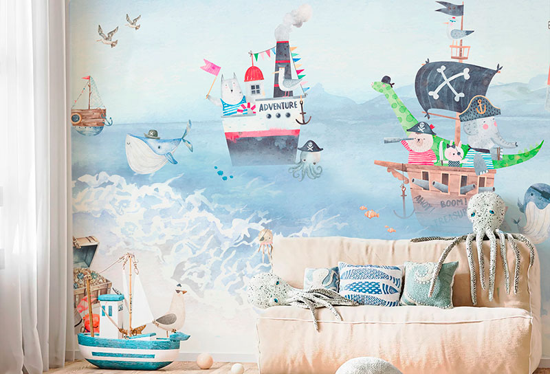 Mural infantil piratas